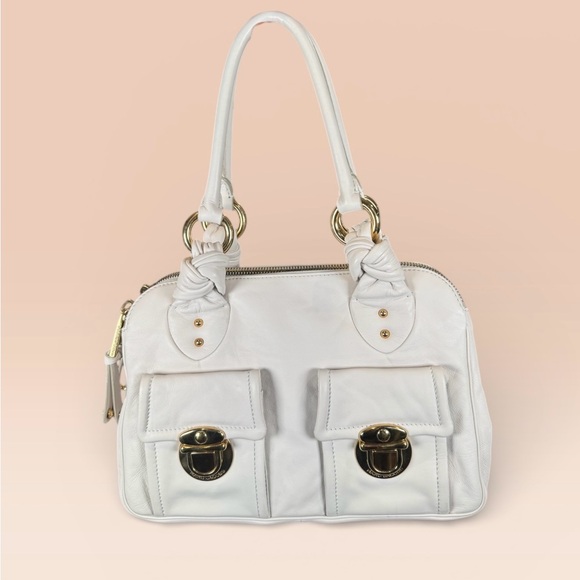 Marc Jacobs Handbags - Marc Jacobs Blake Satchel White Leather Gold Tone Hardware